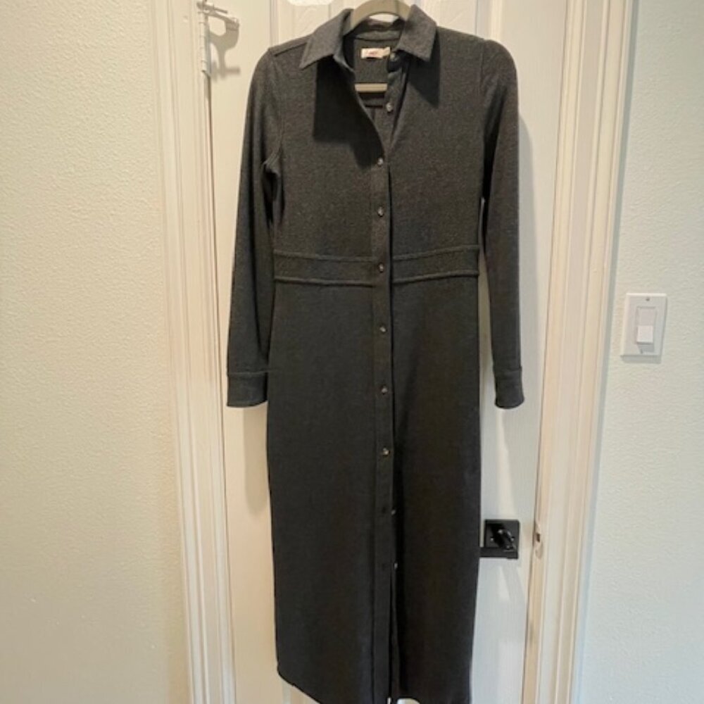 Faherty Legend Heathered Black Twill Sweater Dress XXS - Picture 2 of 9